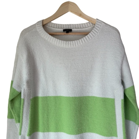 Talbots White, Green, Navy Summer Long Sleeve Sweater, Large Petite - Picture 7 of 10